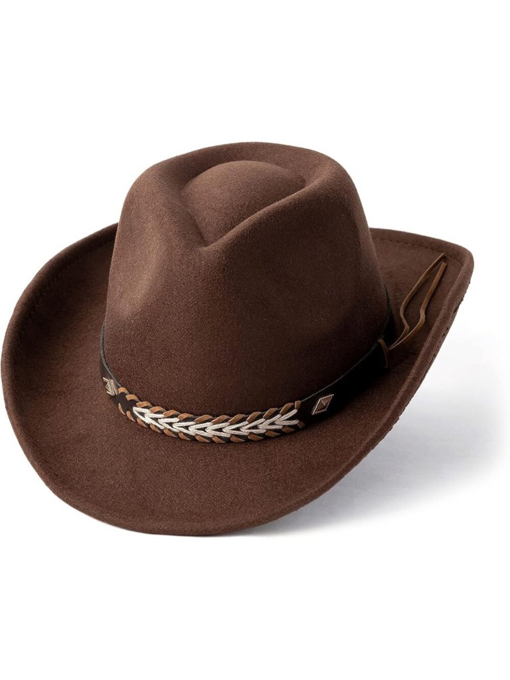 Unisex Coffee Felt For Wide Brim Adjustable Fit Cowboy Western Cowgirl Hat